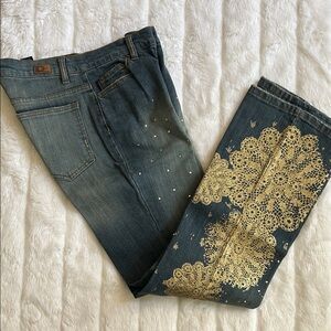 DKNY Women's Boot Cut Jeans - Blue with Gold Accents